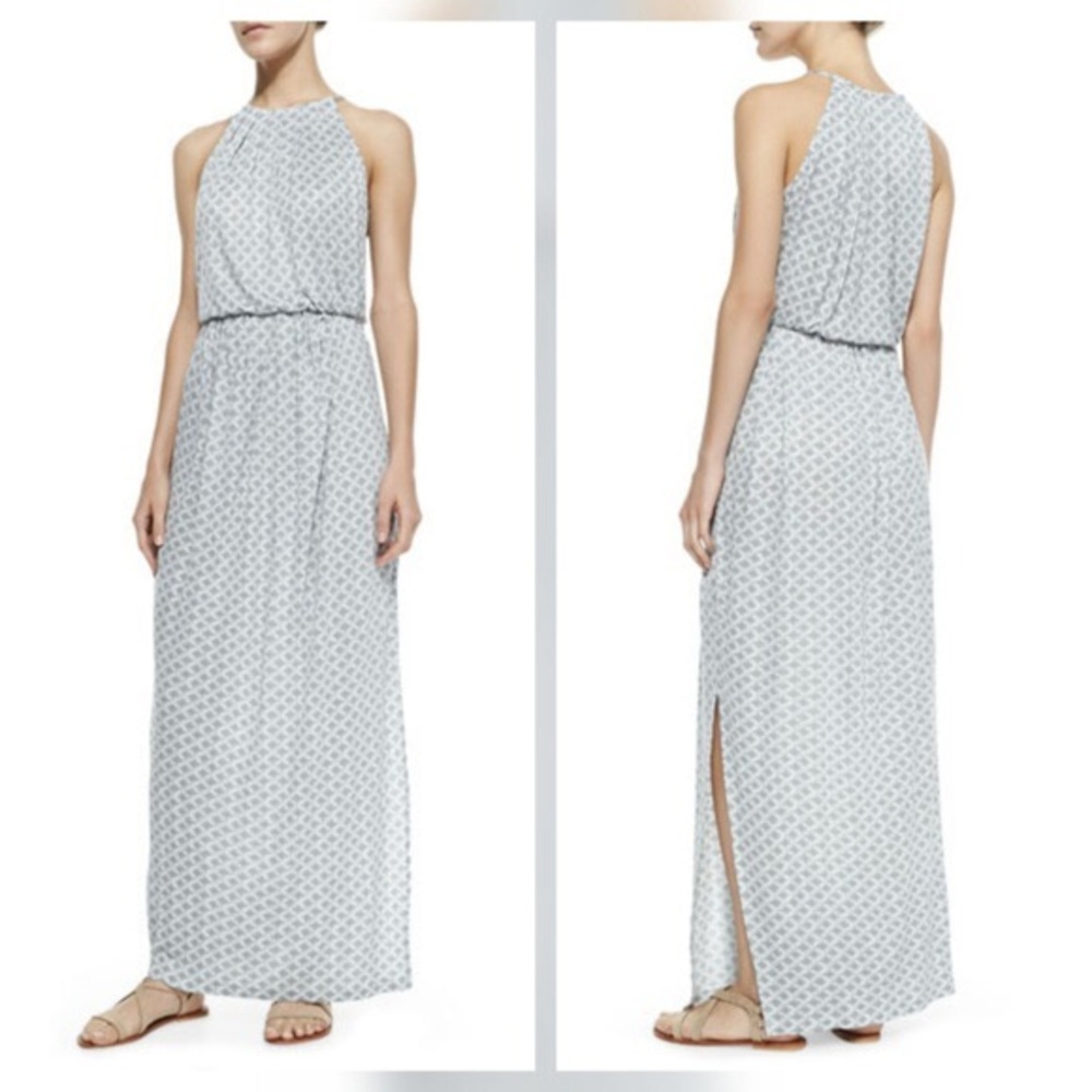 Joie Sumer Gray White Floral Maxi Dress Tiered Sundress Size XS